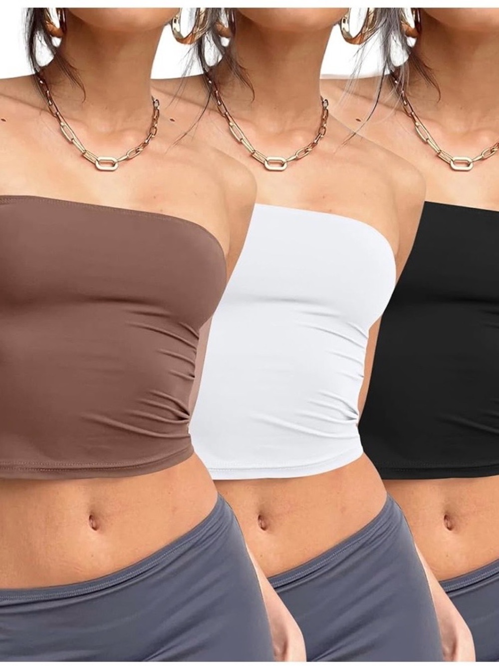 Everyday Strapless Tube Crop Top in Brown, White, Lime Green, Pink, Baby Blue